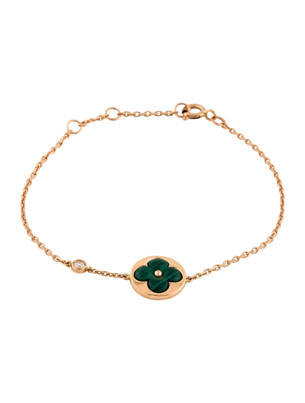 [Luna Brilliance]SUN MALACHITE 1 DIAMOND PINK GOLD BRACELET