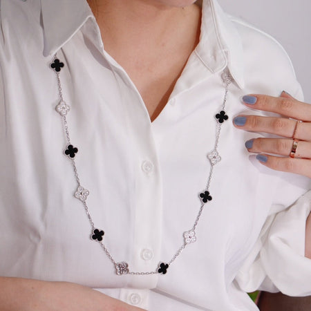 [Luna Brilliance]CLOVER 20 MOTIFS ONYX DIAMOND SILVER