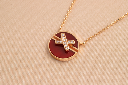 [Luna Brilliance]JEUX DE PINK GOLD DIAMOND NECKLACE