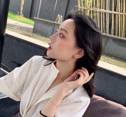 [Luna Brilliance]JEUX DE WHITE MOP ROSE GOLD DIAMOND EARRINGS