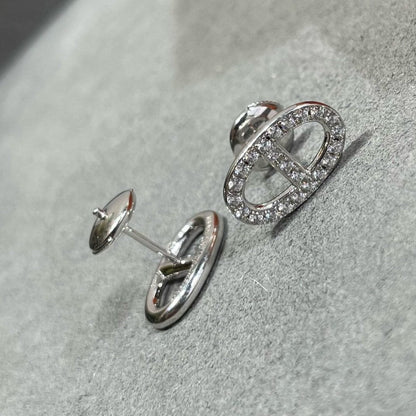 [Luna Brilliance]HM FULL DIAMOND PIG NOSE STUD EARRINGS
