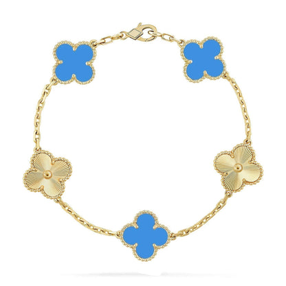 [Luna Brilliance]THICK GOLD-PLATED CUSTOM SIZE EDITION CLOVER LASER GOLD BRACELET COLLECTION,5 MOTIFS