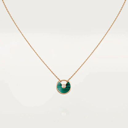 [Luna Brilliance]AMULETTE ROSE GOLD MALACHITE NECKLACE