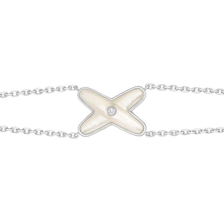 [Luna Brilliance]JEUX BRACELET WHITE MOP SILVER 1 DIAMOND