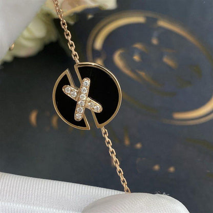 [Luna Brilliance]JEUX DE BRACELET ONYX PINK GOLD DIAMOND