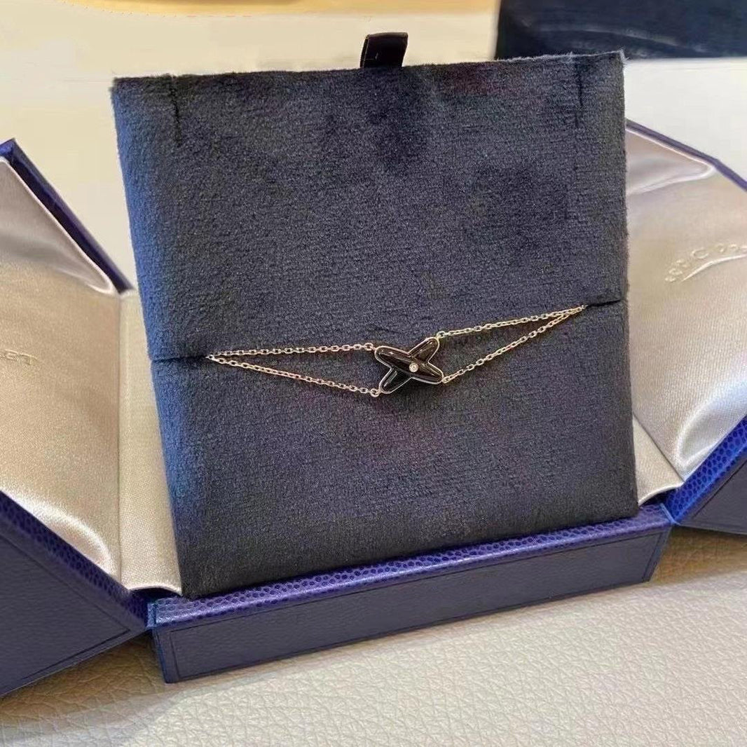 [Luna Brilliance]JEUX BRACELET ONYX PINK GOLD 1 DIAMOND