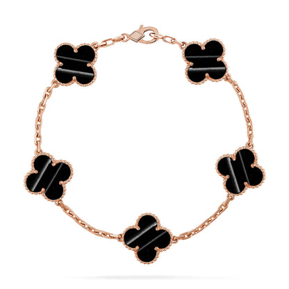 [Luna Brilliance]THICK GOLD-PLATED CUSTOM SIZE EDITION CLOVER ROSE GOLD BRACELET COLLECTION,5 MOTIFS