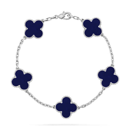 [Luna Brilliance]THICK GOLD-PLATED CUSTOM SIZE EDITION CLOVER SILVER BRACELET COLLECTION,5 MOTIFS