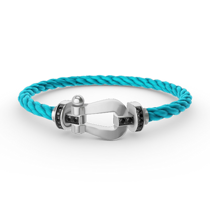 [Luna Brilliance]FORCE LARGE HORSESHOE BLACK DIAMOND BRACELET SILVER