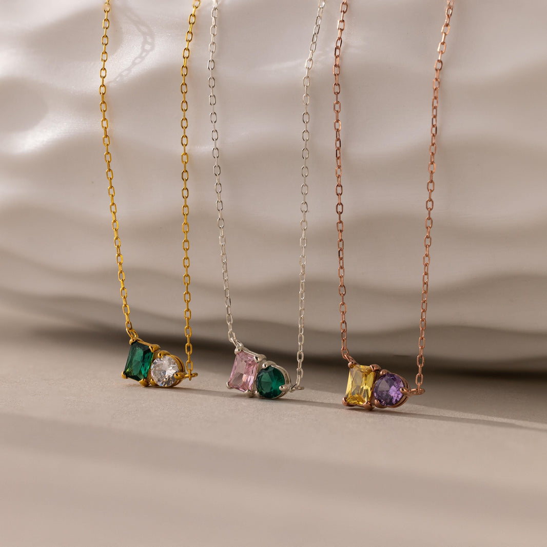 Toi et Moi Emerald Birthstone Necklace