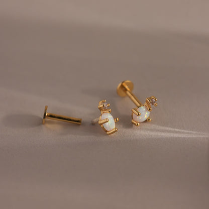 Opal & Diamond Flatback Studs