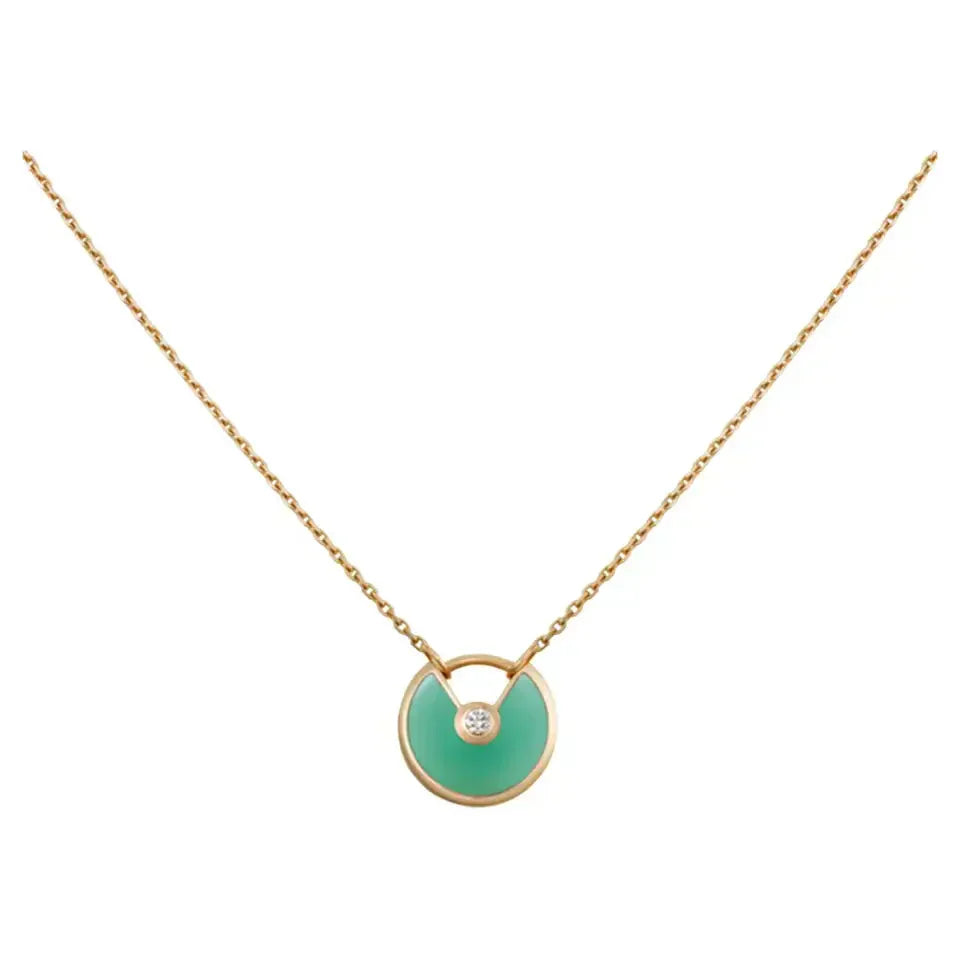 [Luna Brilliance]AMULETTE GOLD MALACHITE NECKLACE