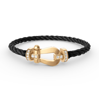 [Luna Brilliance]FORCE LARGE HORSESHOE HALF DIAMOND BRACELET GOLD