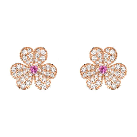 [Luna Brilliance]FRIVOLE PINK GOLD FLOWER DIAMOND EARRINGS