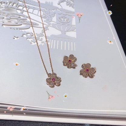 [Luna Brilliance]FRIVOLE ROSE GOLD FLOWER DIAMOND NECKLACE