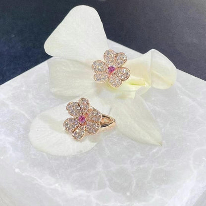 [Luna Brilliance]FRIVOLE PINK GOLD FLOWER DIAMOND EARRINGS
