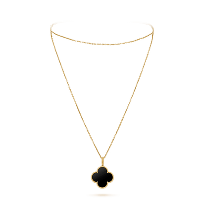 [Luna Brilliance]CLOVER 25MM GOLD ONYX BIG CLOVER NECKLACE